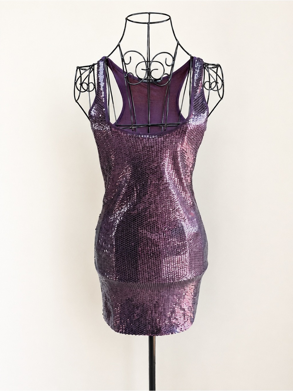 Atmosphere Purple Sequin Racerback Long Tank Top Size 8/36 (US 4) Vintage